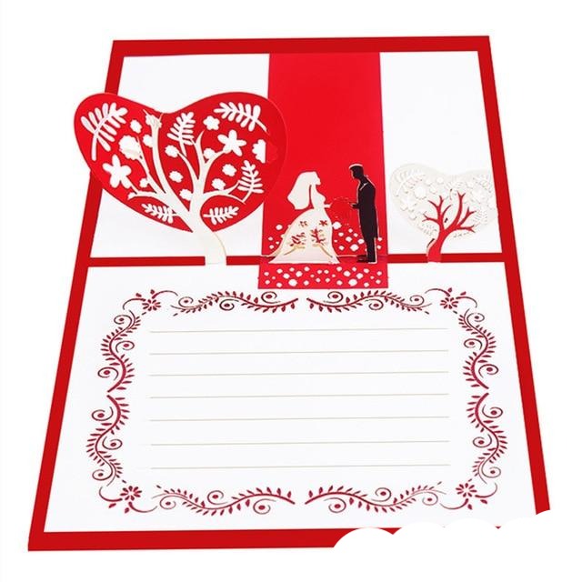 3D Pop UP Cards Valentines Day Gift Postcard Love Card
