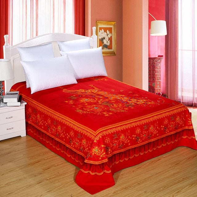 Floral Sanding Soft Bed Sheet Big Large Size 245x245cm Flat Bed Sheet