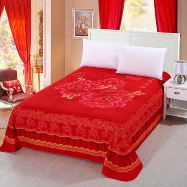 Floral Sanding Soft Bed Sheet Big Large Size 245x245cm Flat Bed Sheet