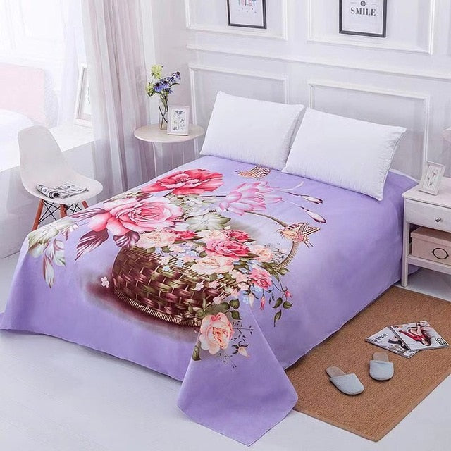 Floral Sanding Soft  Bed Sheet Big Large Size 245x245cm Flat Bed Sheet