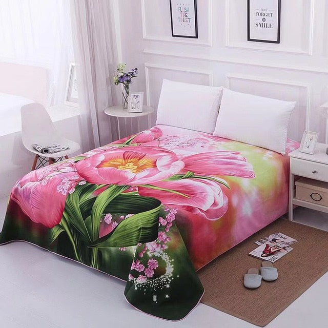 Floral Sanding Soft  Bed Sheet Big Large Size 245x245cm Flat Bed Sheet