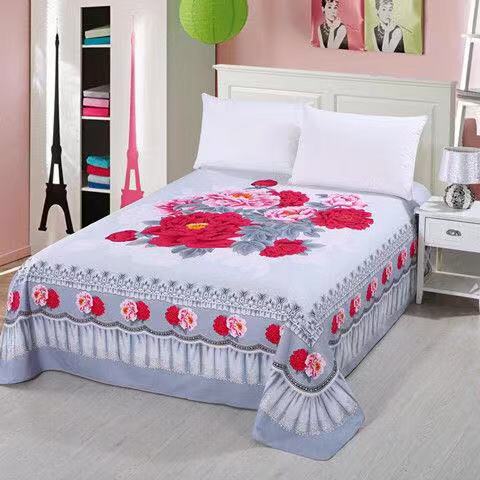 Floral Sanding Soft  Bed Sheet Big Large Size 245x245cm Flat Bed Sheet