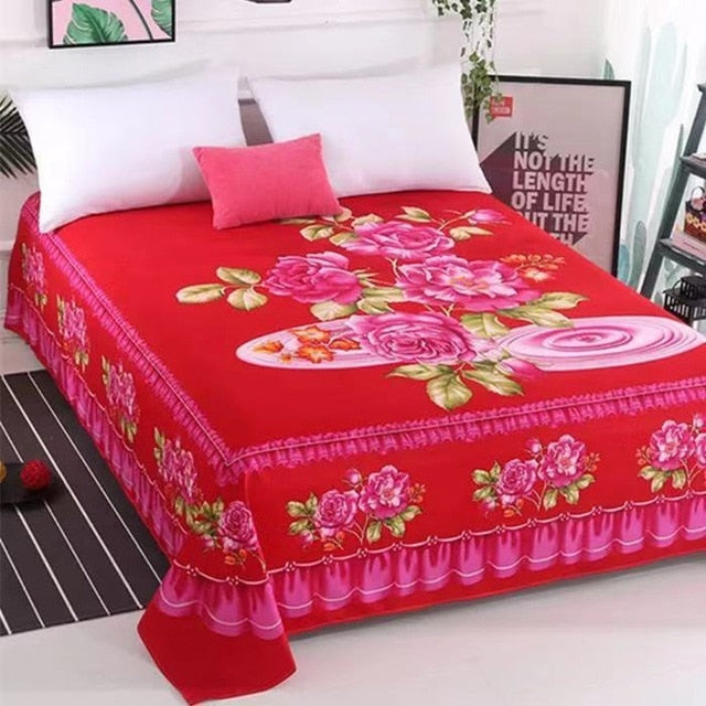 Floral Sanding Soft  Bed Sheet Big Large Size 245x245cm Flat Bed Sheet