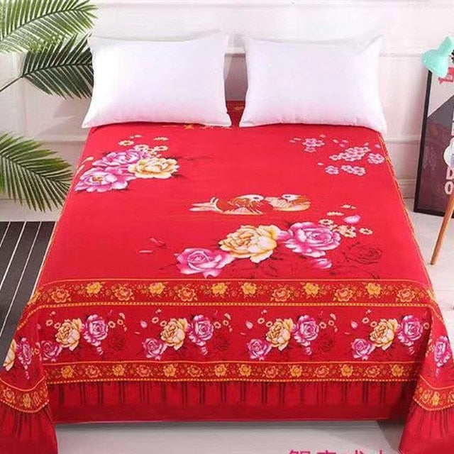 Floral Sanding Soft  Bed Sheet Big Large Size 245x245cm Flat Bed Sheet