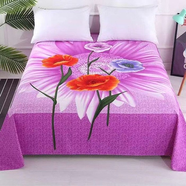 Floral Sanding Soft Bed Sheet Big Large Size 245x245cm Flat Bed Sheet