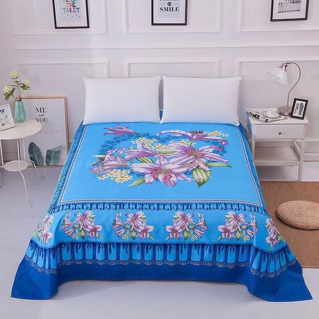 Floral Sanding Soft Bed Sheet Big Large Size 245x245cm Flat Bed Sheet