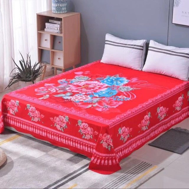Floral Sanding Soft Bed Sheet Big Large Size 245x245cm Flat Bed Sheet