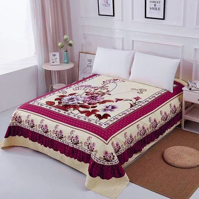 Floral Sanding Soft Bed Sheet Big Large Size 245x245cm Flat Bed Sheet