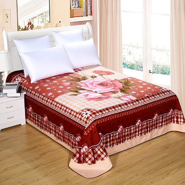 Floral Sanding Soft  Bed Sheet Big Large Size 245x245cm Flat Bed Sheet