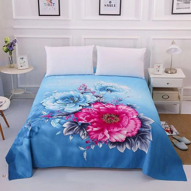 Floral Sanding Soft Bed Sheet Big Large Size 245x245cm Flat Bed Sheet