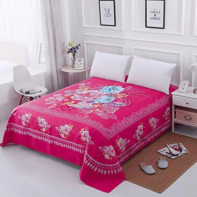 Floral Sanding Soft Bed Sheet Big Large Size 245x245cm Flat Bed Sheet