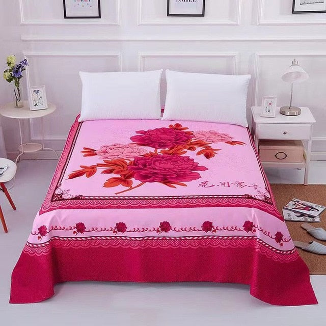 Floral Sanding Soft Bed Sheet Big Large Size 245x245cm Flat Bed Sheet