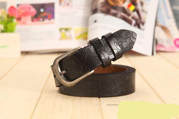 Thin Genuine Leather 6 Color Floral carved Belts For Women