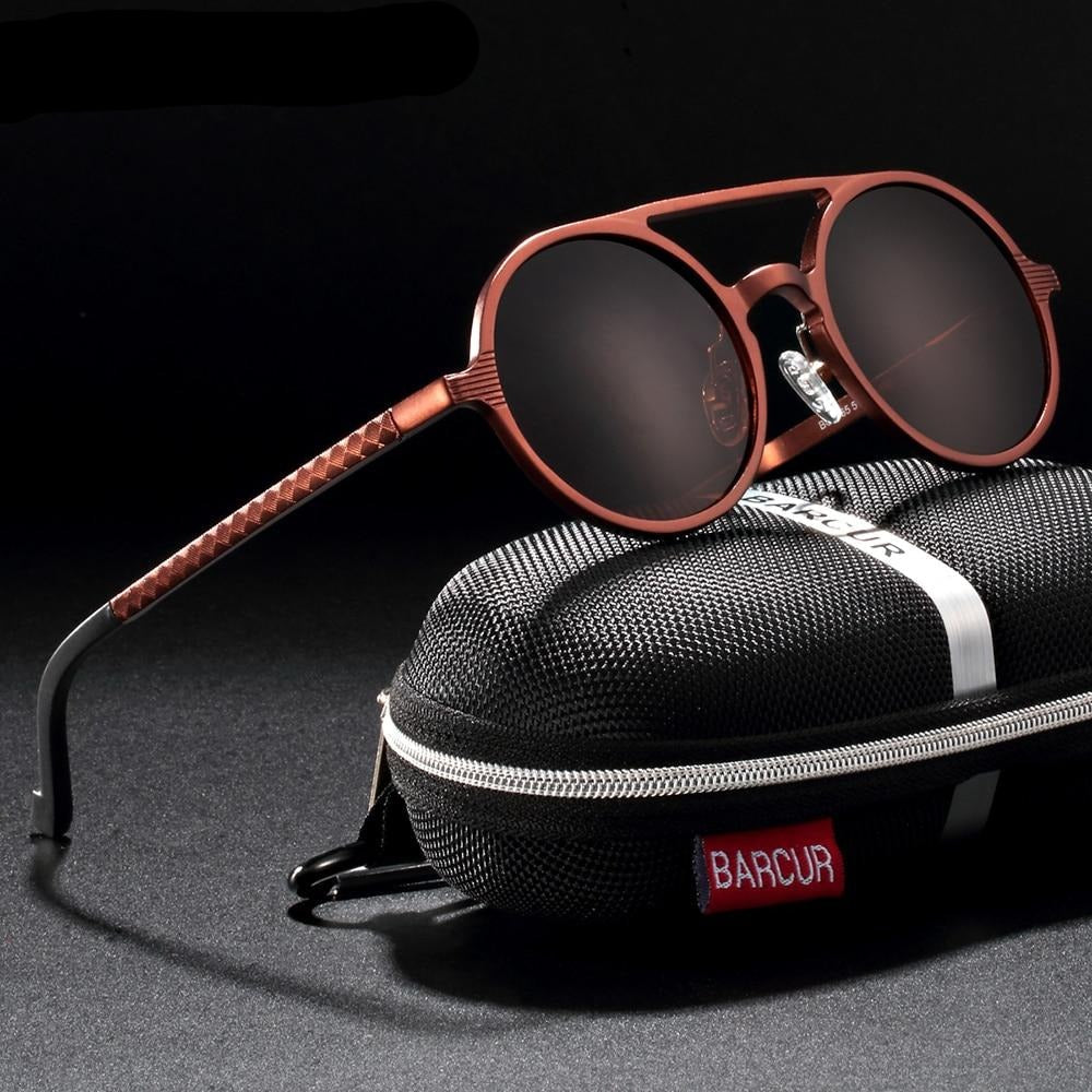 Aluminum Magnesium Polarized Vintage Men Round Sunglasses