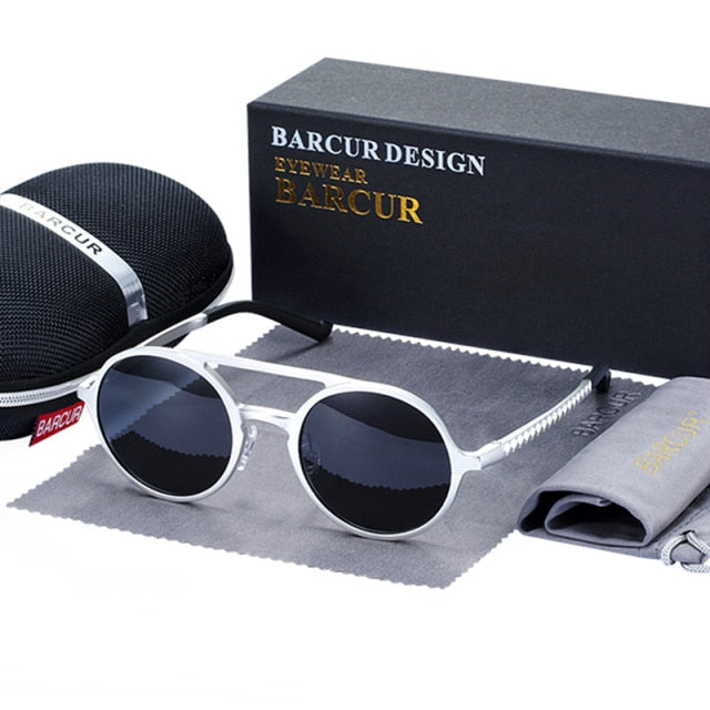 Aluminum Magnesium Polarized Vintage Men Round Sunglasses