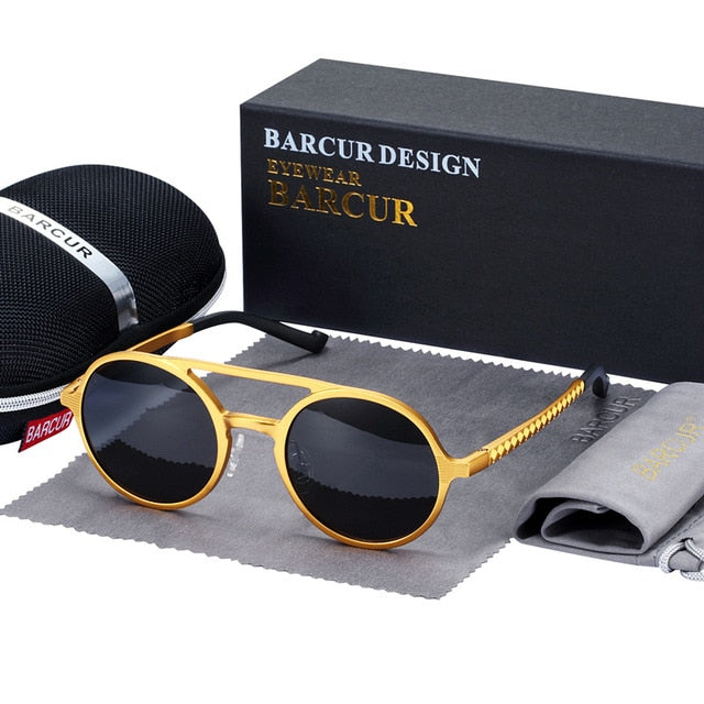 Aluminum Magnesium Polarized Vintage Men Round Sunglasses