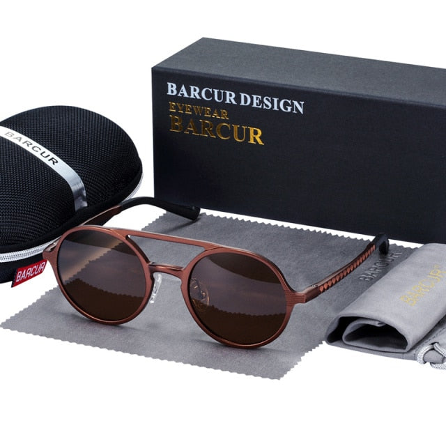 Aluminum Magnesium Polarized Vintage Men Round Sunglasses
