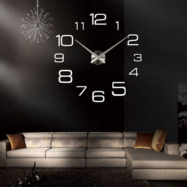 wall clock modern 3d big quartz watch clocks living room large clock