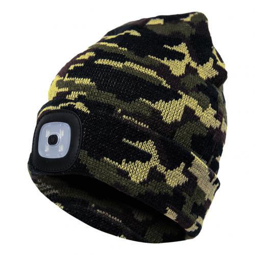 Unisex Cycling Hiking LED Light Knitted Hat Winter Elastic Beanie Cap