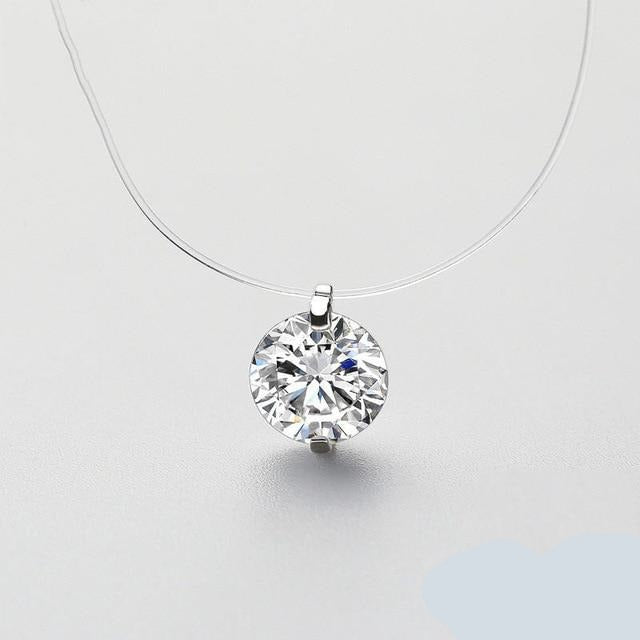 925 Sterling Silver Zircon Crystal Pearl Pendant Choker Necklace