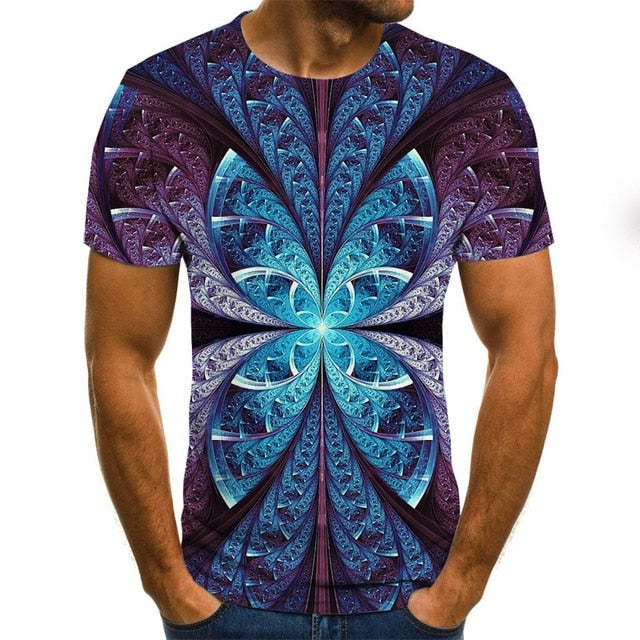 3D printed casual short-sleeved men's T-shirt fashion hip-hop top