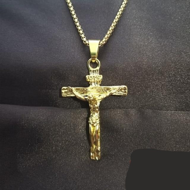 Crucifix Jesus Christ Men Jewelry Stainless Steel Pendant With Neck Chain