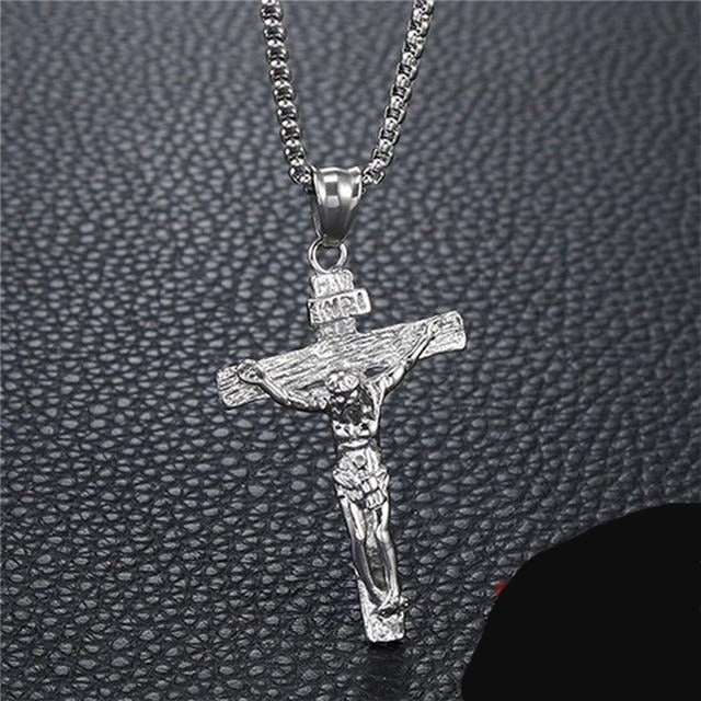 Crucifix Jesus Christ Men Jewelry Stainless Steel Pendant With Neck Chain
