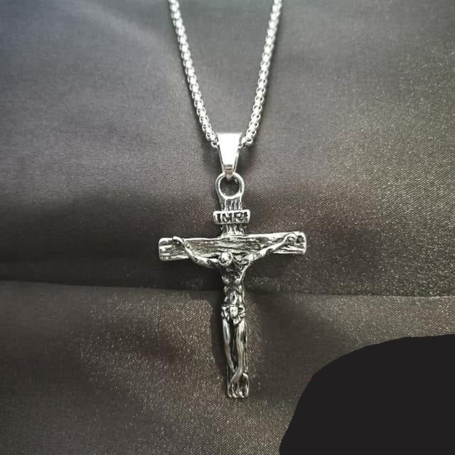 Crucifix Jesus Christ Men Jewelry Stainless Steel Pendant With Neck Chain
