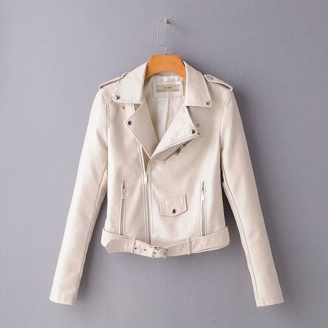 Winter Autumn women coat slim PU leather jacket