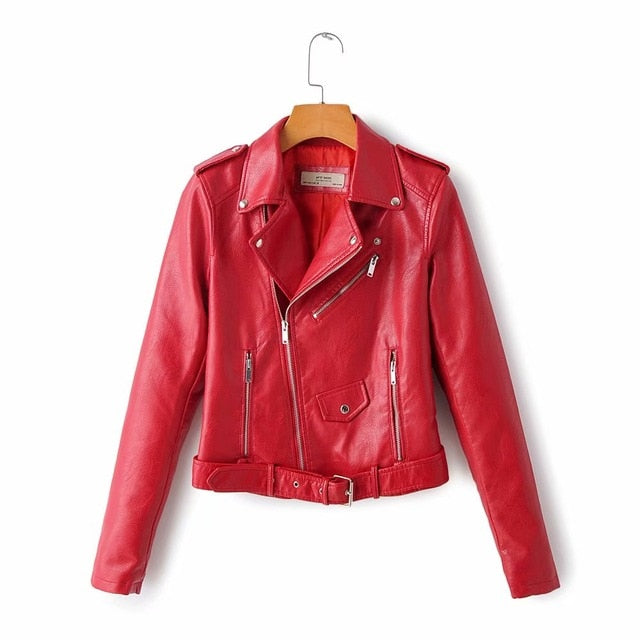 Winter Autumn women coat slim PU leather jacket