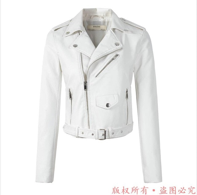 Winter Autumn women coat slim PU leather jacket