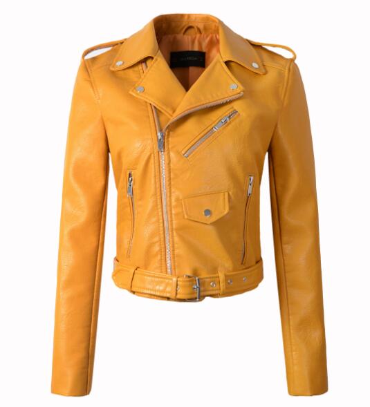 Winter Autumn women coat slim PU leather jacket