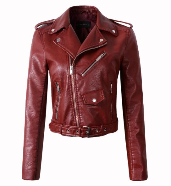 Winter Autumn women coat slim PU leather jacket