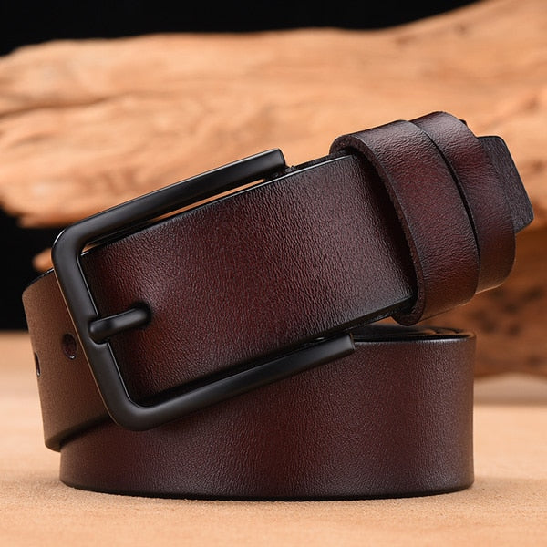 men genuine cow leather strap vintage pin buckle male belt