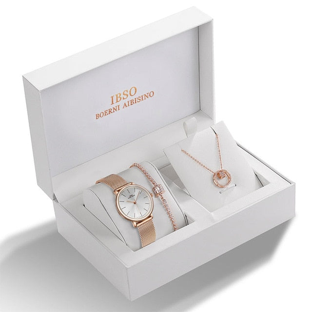 Women Bracelet Necklace Watch Sets Female Gift set