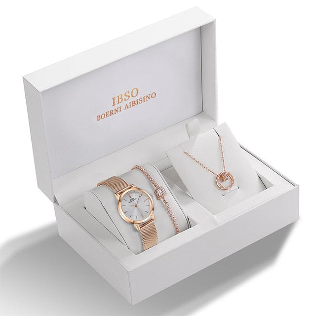 Women Bracelet Necklace Watch Sets Female Gift set