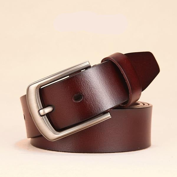 Men genuine leather strap luxury pin buckle fancy vintage belt