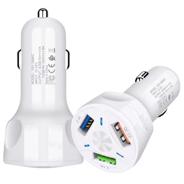 3 Ports USB Car Charger Quick Charge 3.0 Fast Car Charger