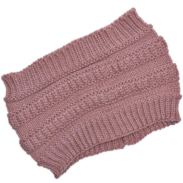 autumn winter Ponytail Beanie hat Women Stretch Knitted Beanies cap