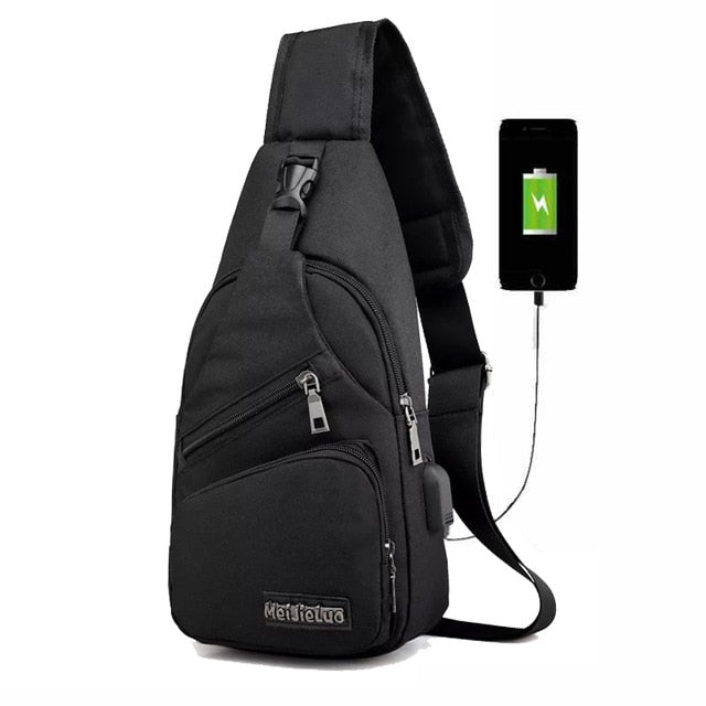USB Charging Crossbody Anti Theft Chest Short Trip Messengers Bag for men