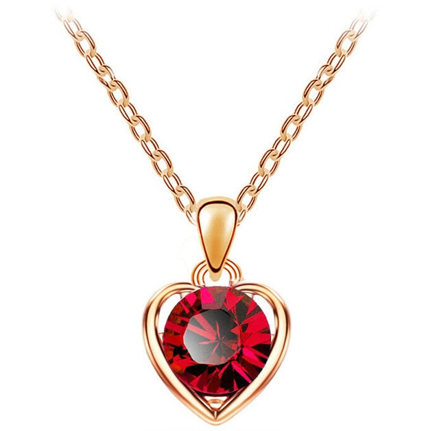 Lovely Crystal Heart Pendant Necklace fashion Jewelry for women