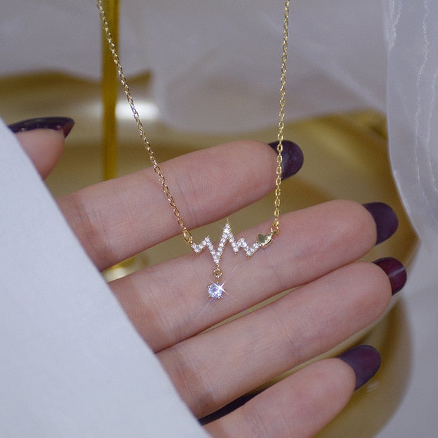 Gold Fashion Design Signal Fluctuation Shape Necklace