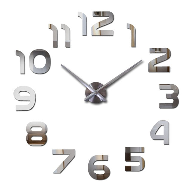 3d mirror Stickers Home Decoration Living Room Quartz Wall clock