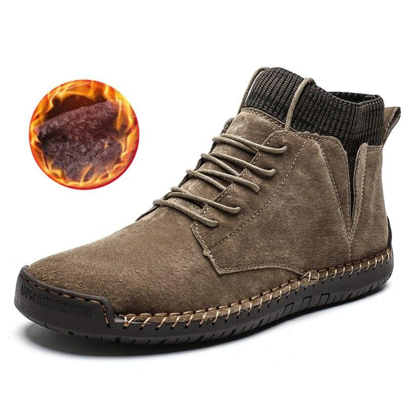 Faux Suede Leather Men Boots Warm Winter Breathable Winter Shoes