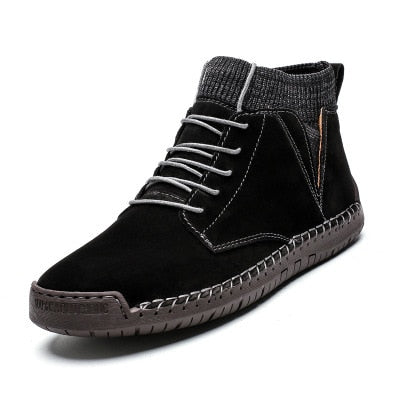 Faux Suede Leather Men Boots Warm Winter Breathable Winter Shoes