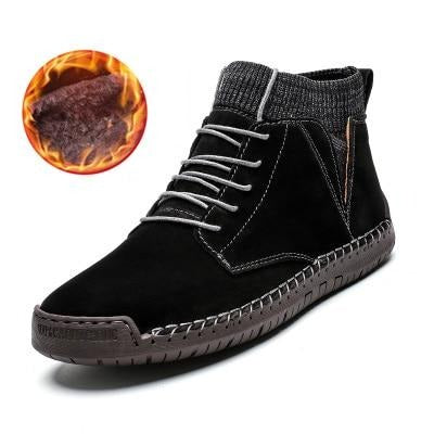 Faux Suede Leather Men Boots Warm Winter Breathable Winter Shoes