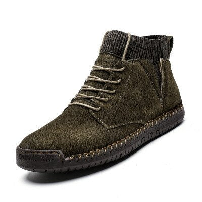 Faux Suede Leather Men Boots Warm Winter Breathable Winter Shoes