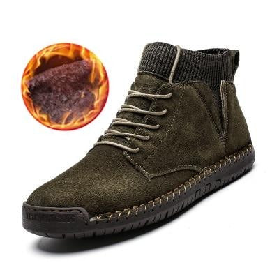 Faux Suede Leather Men Boots Warm Winter Breathable Winter Shoes