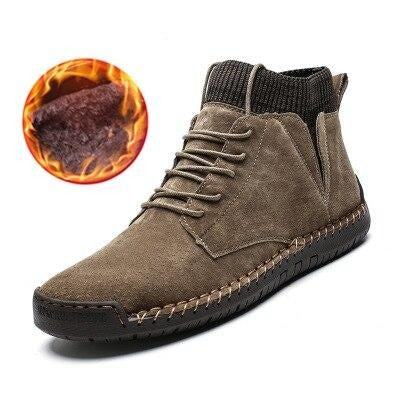 Faux Suede Leather Men Boots Warm Winter Breathable Winter Shoes