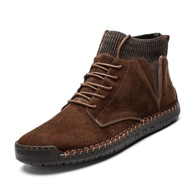 Faux Suede Leather Men Boots Warm Winter Breathable Winter Shoes